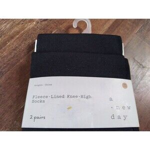 2 PAIRS FLEECE LINED KNEE HIGH SOCKS